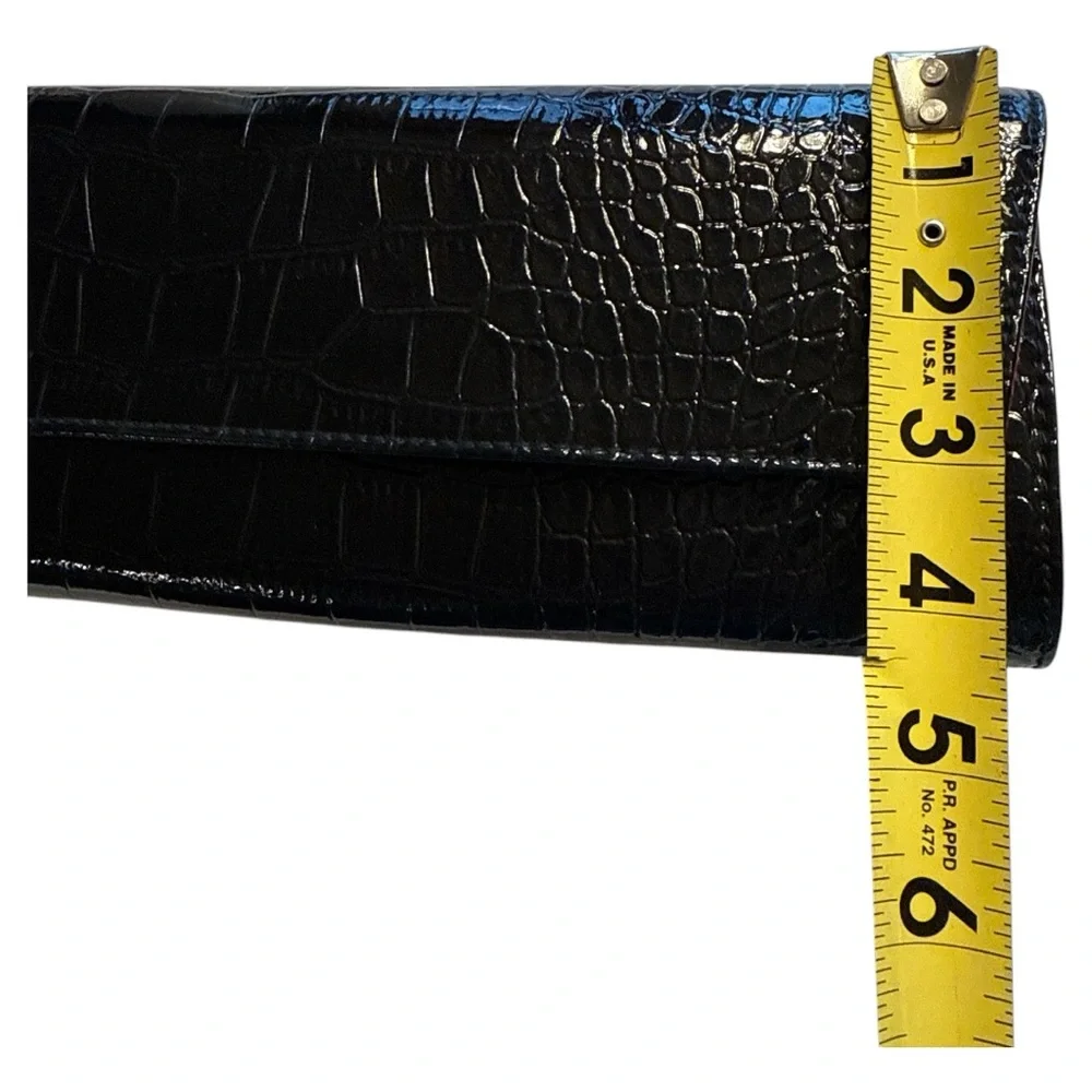 Bonita Bags New‎ York Black Crocodile Embossed Clutch Glam Party Formal